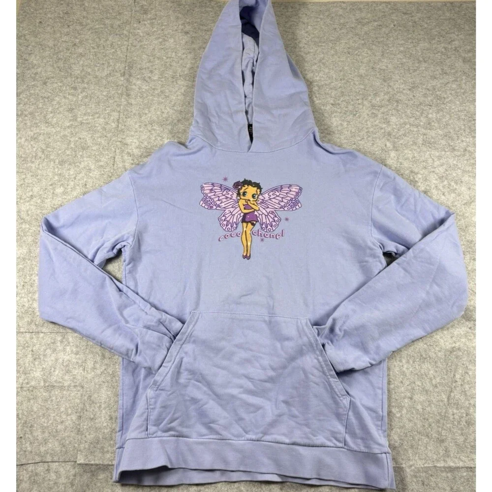 Mega Yacht Blue Purple Oversized Graphic Hoodie Sweatshirt 100% Cotton Womens OS